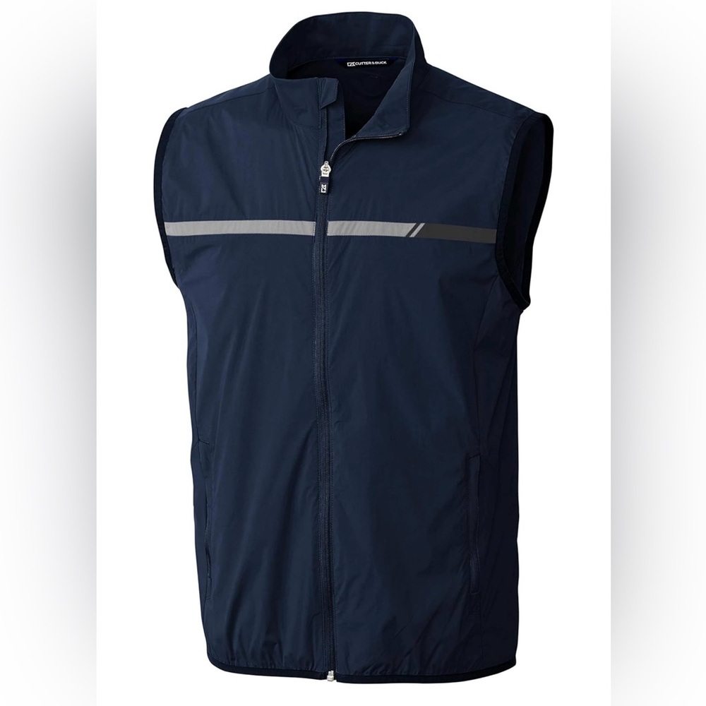 Men's Cutter & Buck Full Zip Breaker Sport Golf Vest Liberty Navy XL EUC
